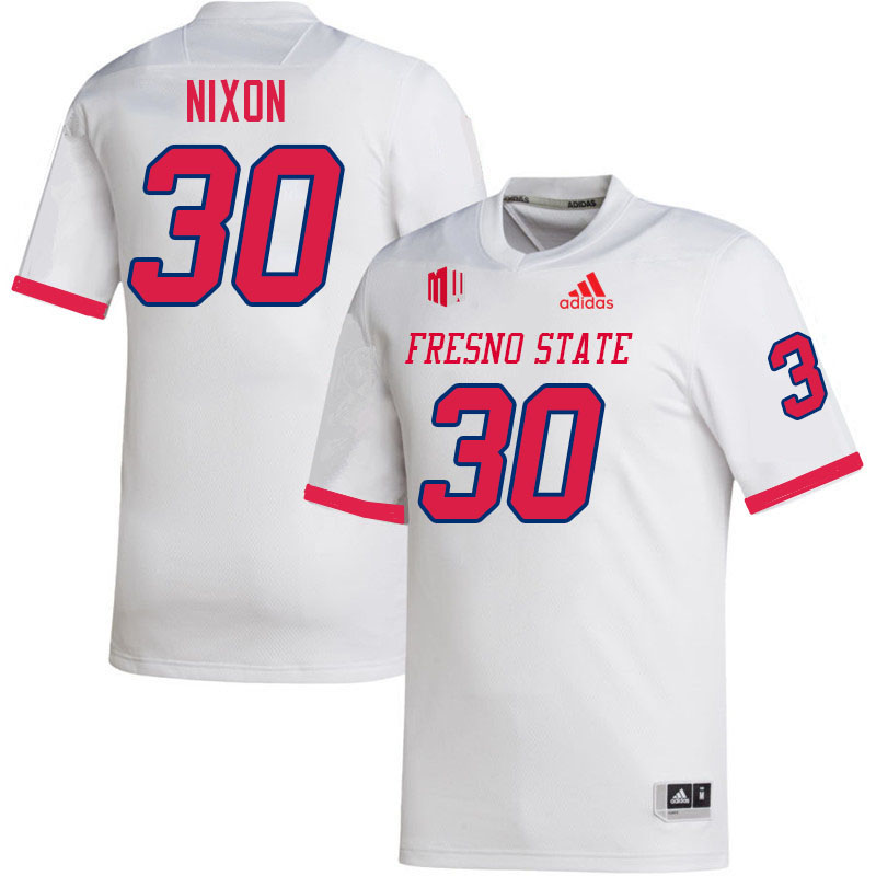 Men #30 Jace Nixon Fresno State Bulldogs College Football Jerseys Stitched-White